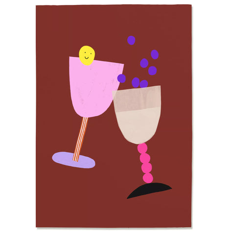 Postkarte 'Prost' – Weingläser Anna Katharina Jansen