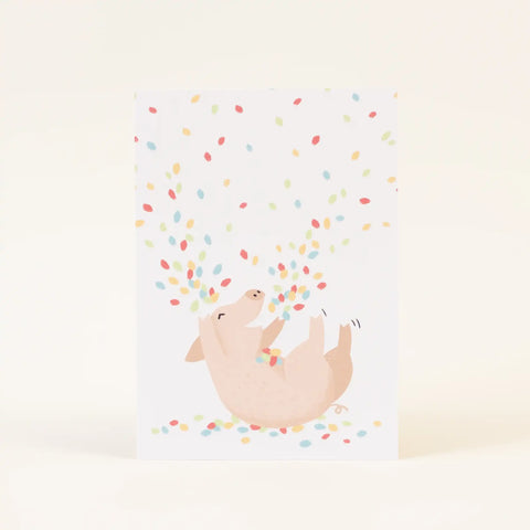 Postkarte 'Schweinchen Konfetti'