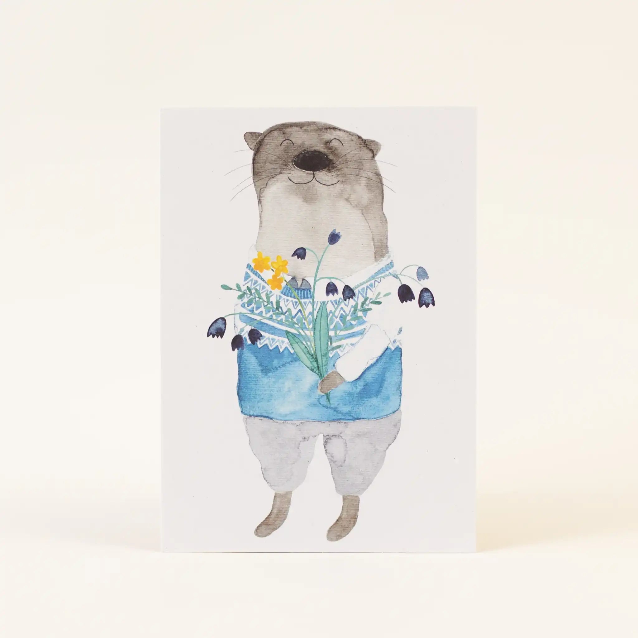 Postkarte 'Otter mit Blumen' Frau Ottilie