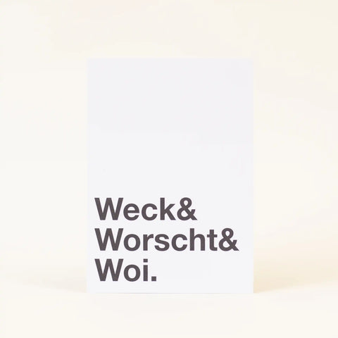 Postkarte 'Weck & Worscht & Woi' – schwarz