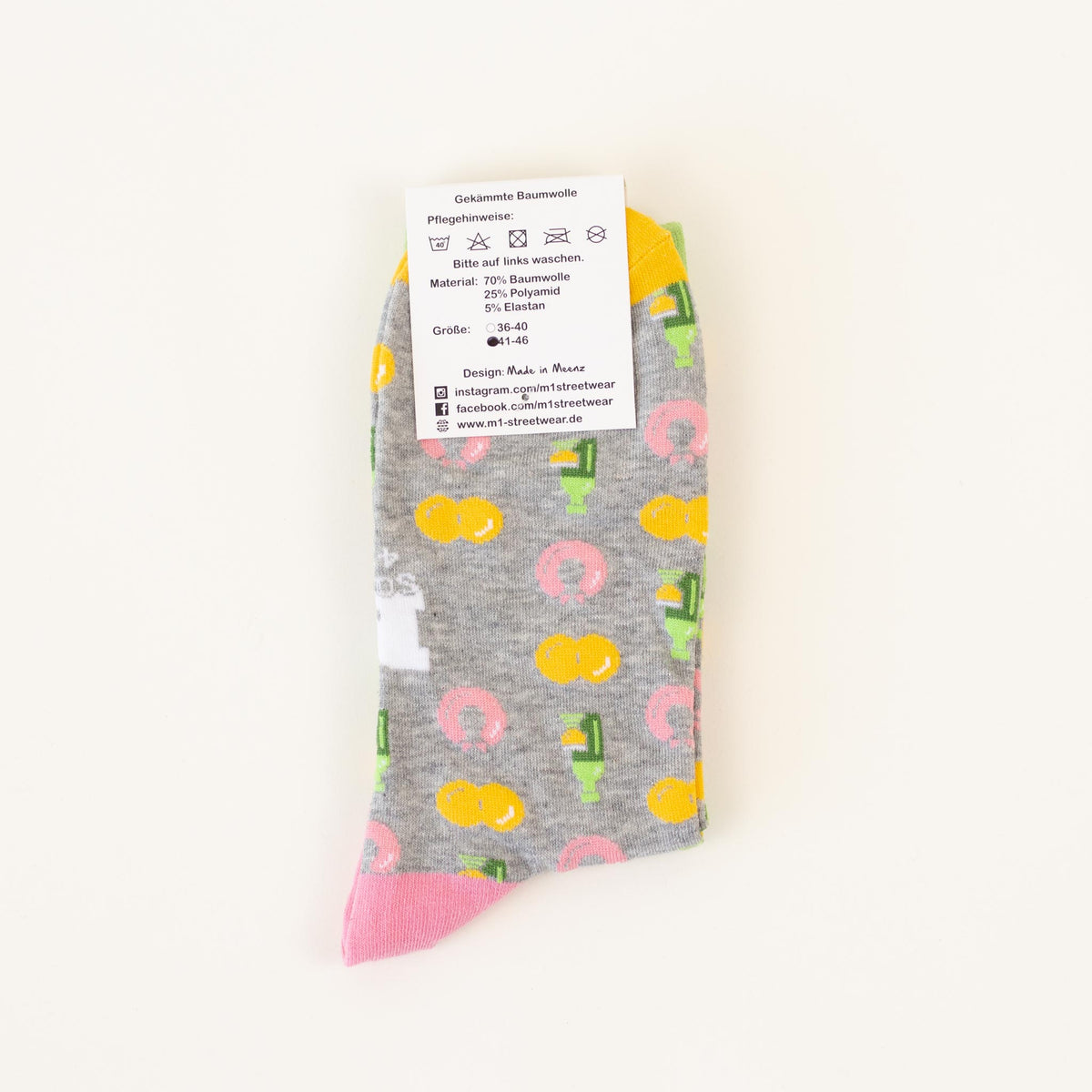 Socken 'Weck, Worscht & Woi' – grau / bunt M1 Streetwear